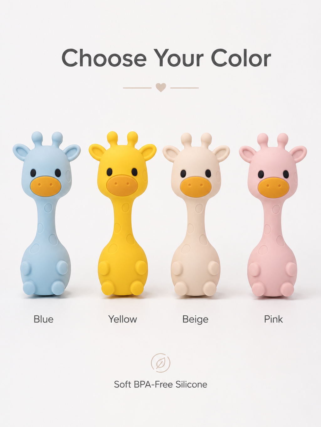 Giraffe Baby Teether Rattle™ | BPA-Free Silicone Teething Toy for Little Hands