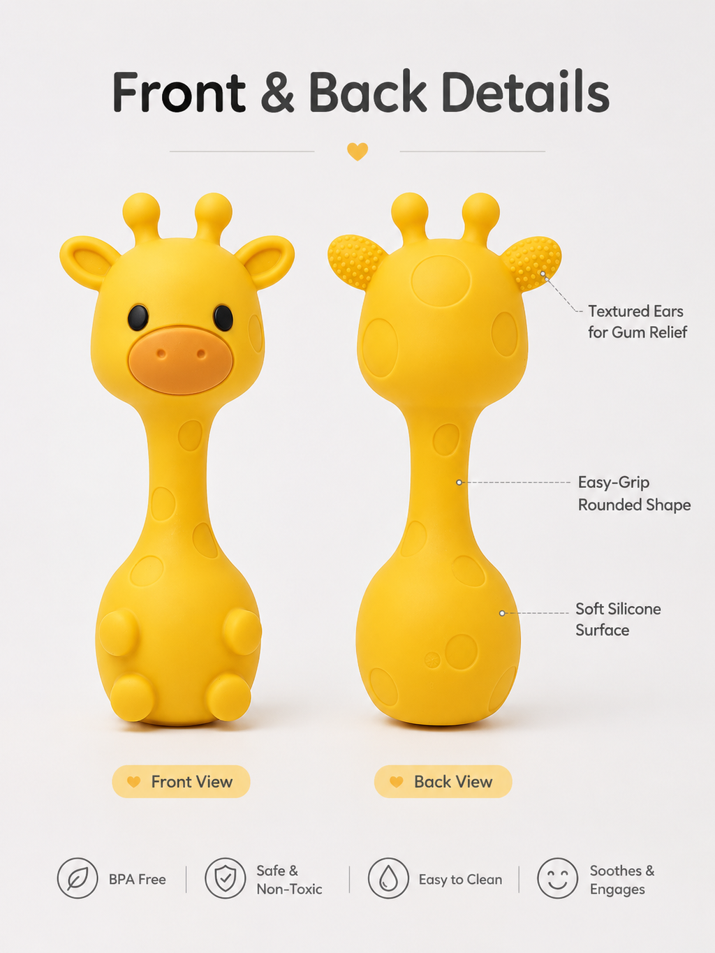 Giraffe Baby Teether Rattle™ | BPA-Free Silicone Teething Toy for Little Hands