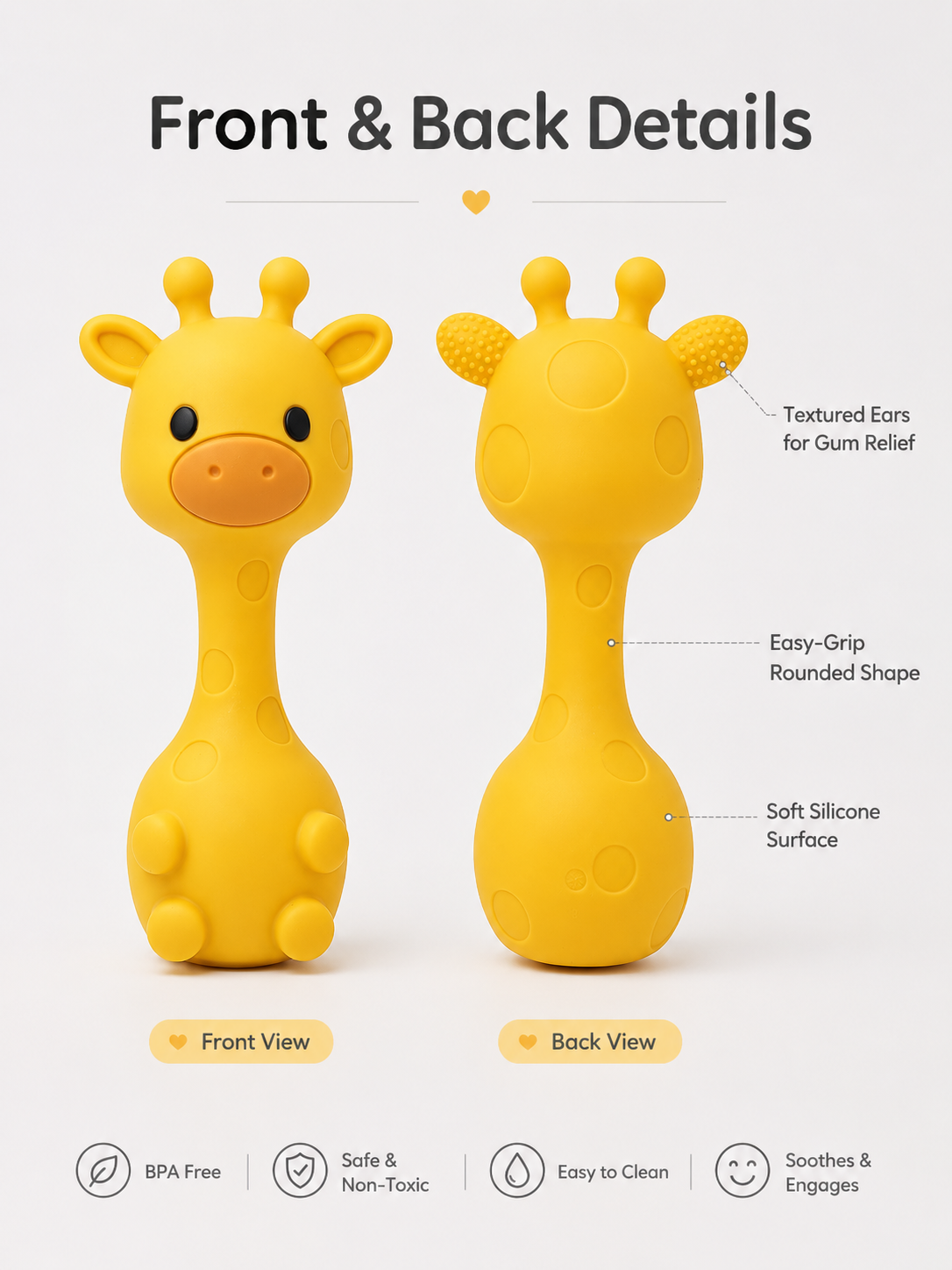 Giraffe Baby Teether Rattle™ | BPA-Free Silicone Teething Toy for Little Hands