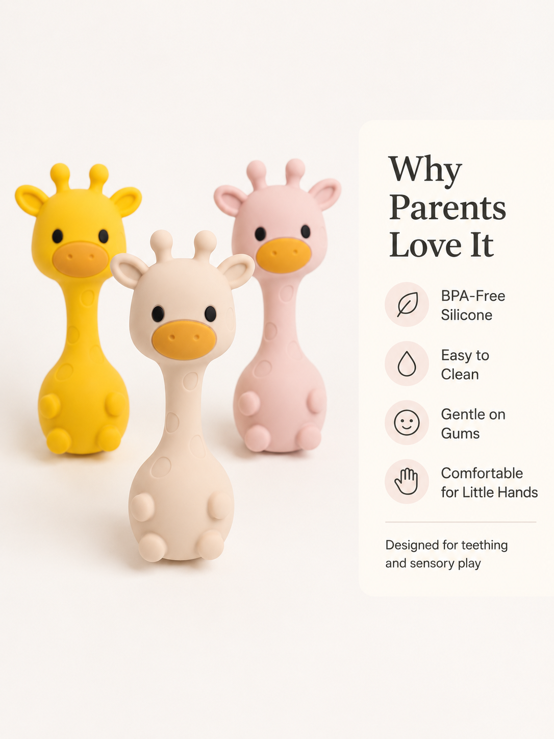 Giraffe Baby Teether Rattle™ | BPA-Free Silicone Teething Toy for Little Hands