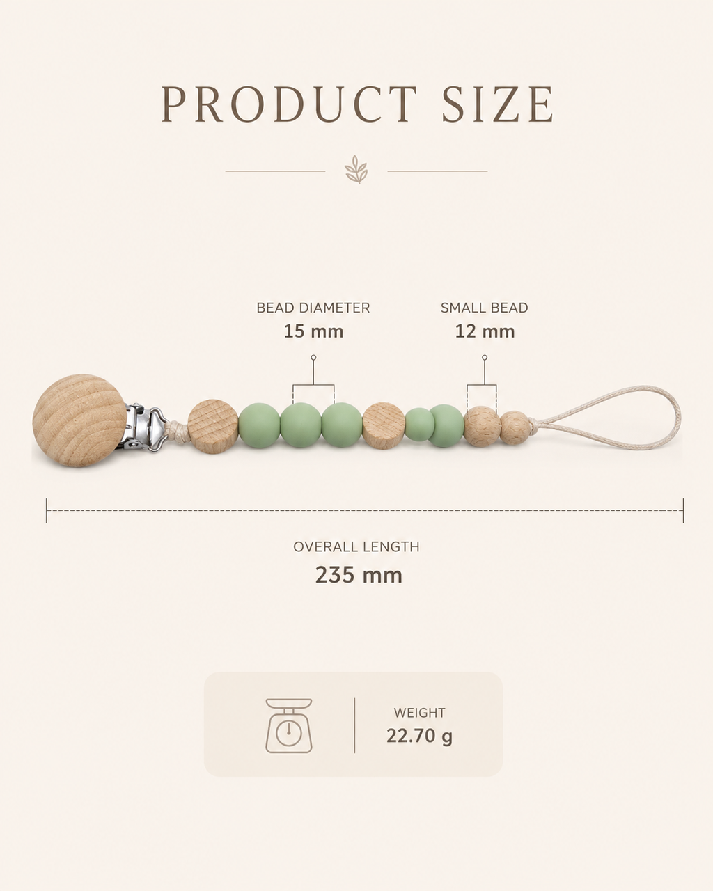 BPA-Free Silicone & Wooden Pacifier Clip – Baby Teething Bead Holder