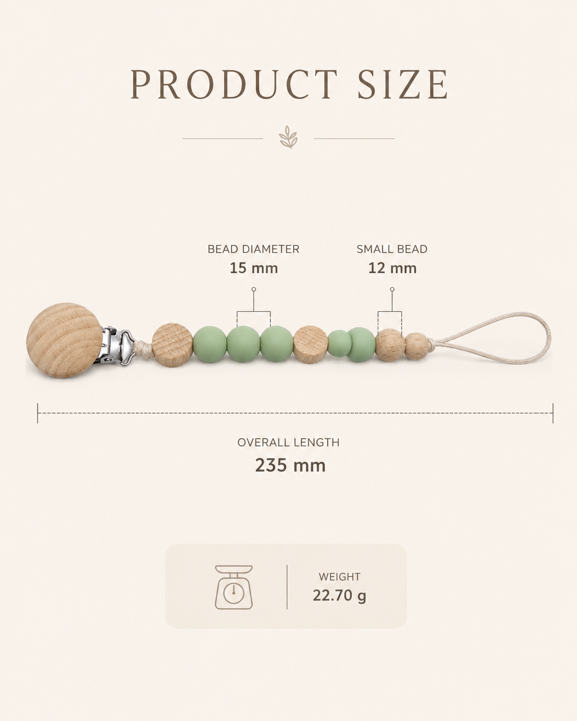 BPA-Free Silicone & Wooden Pacifier Clip – Baby Teething Bead Holder